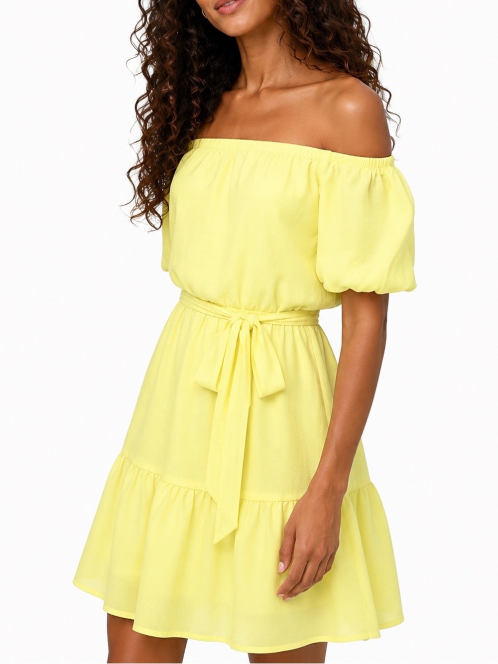 All in Favor Off the Shoulder Yellow Minidress Size Medium